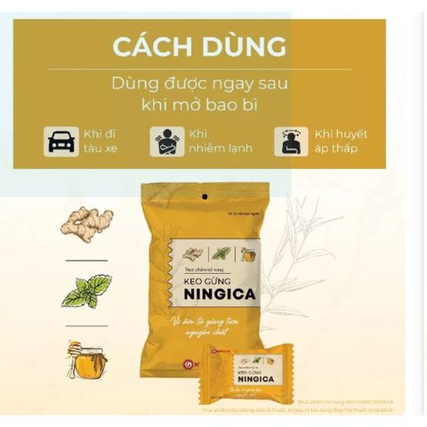 THỰC PHẨM BỔ SUNG KẸO GỪNG NINGICA Vị Ấm Từ Gừng Tươi Nguyên Chất Gói 10 Viên