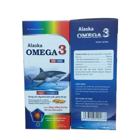 Alaska Omega 3 CoQ10 + Vitamin E Tradiphar - Omega 369 Slaska như hình (H/60v)