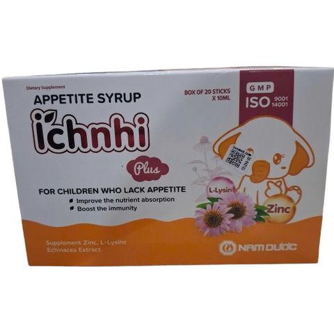Siro ăn ngon ích nhi Plus bổ sung kẽm, seien và lysin giúp trẻ ăn ngon