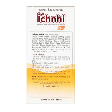 Siro ăn ngon ích nhi Plus bổ sung kẽm, seien và lysin giúp trẻ ăn ngon