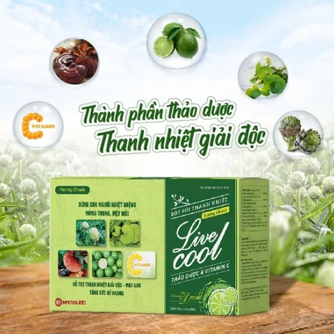 Bột sủi Thanh Nhiệt Livecool Nam Dược hương chanh hỗ trợ giải độc, mát gan (Hộp 10 gói)