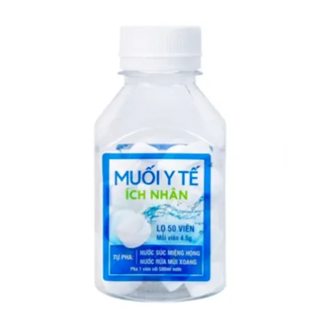 Muối Y Tế Ích Nhân dùng pha nước súc miệng họng, rửa mũi (50 viên x 4.5g)