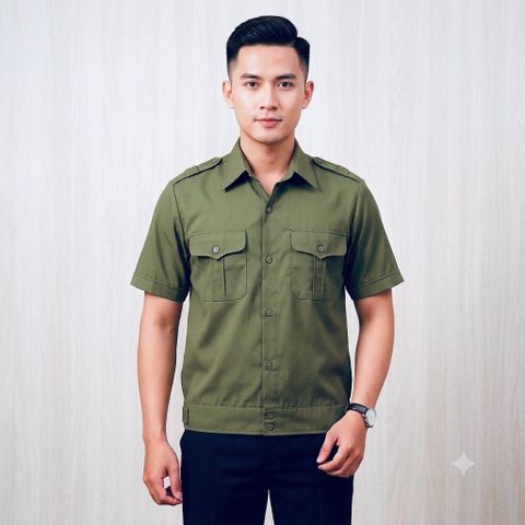 A005 - Áo lao động chất vải đẹp tay ngắn (40-85kg)