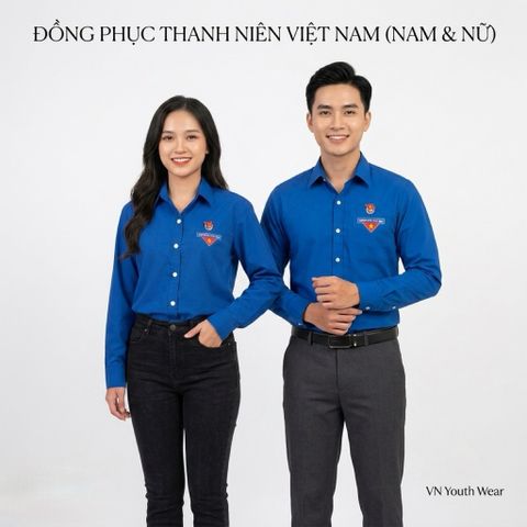 A001 - Áo sơ mi đoàn thanh niên dài tay 1 túi dành cho Nam và Nữ (30-72kg)