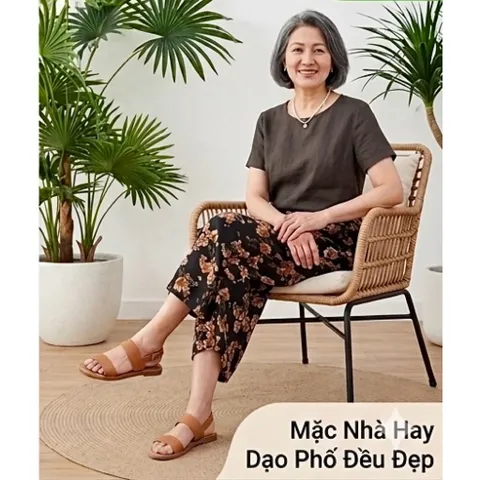 Quần lửng vải lanh thoáng mát mùa hè bà già (40-60kg)