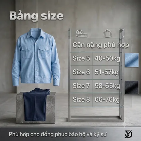 Áo bảo hộ lao động chất liệu Thô mềm thoáng mát (Nam và nữ từ 40-76kg)