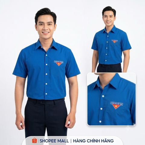A002 - Áo sơ mi Đoàn thanh niên ngắn tay 1 Túi dành cho Nam và Nữ (40-75kg)