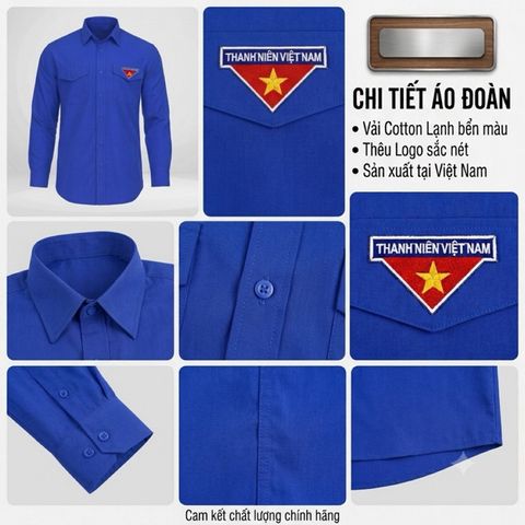 A007 - Áo Đoàn thanh niên Việt Nam DÀI TAY 2 TÚI (Nam và Nữ từ 30-75kg)