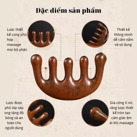 Mắt Lược Massage Nhỏ Da Đầu Bộ 2 Lược Massage Da Đầu Cho Tóc, Lược Gỗ Đàn Hương Giá Rẻ