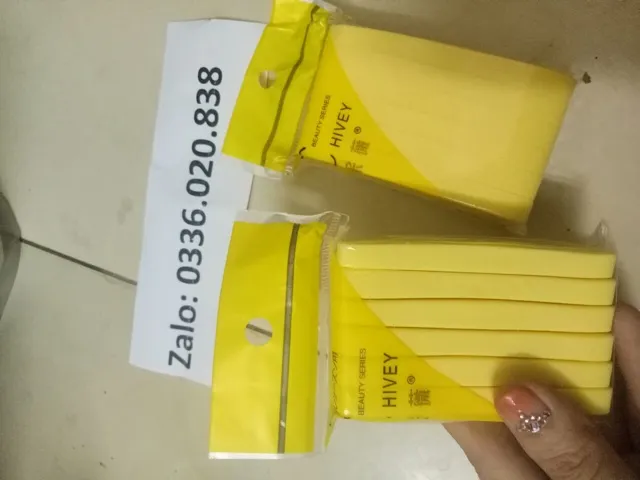 15 gói = 180 miếng mút nở bọt biển rửa mặt Chivey loại 1 | Bông mút vàng rửa mặt