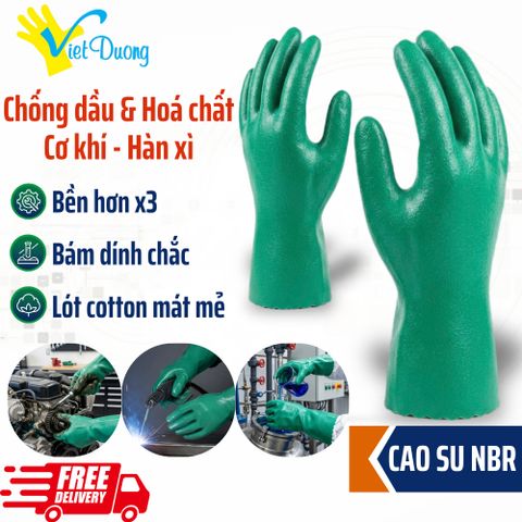 [HOT] Găng tay chống dầu NBR VIỆT DƯƠNG Chịu Lửa nhẹ, hoá chất, lót vải cotton 100% - GCSNBR