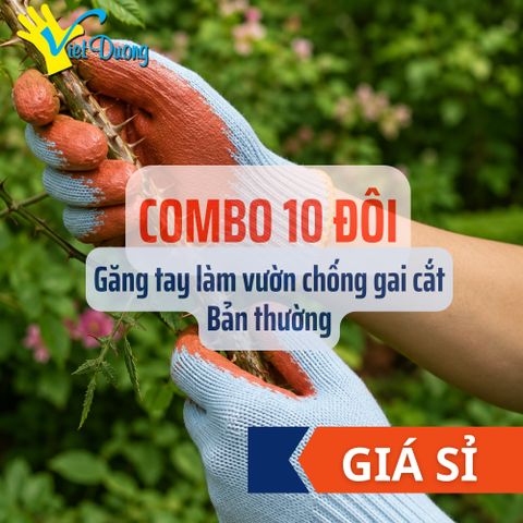 COMBO 10 Đôi Găng Tay Làm Vườn Chống Gai Việt Dương Phủ Cao Su Xây Dựng, Cơ Khí, Bốc Xếp - 10GDC7KIM