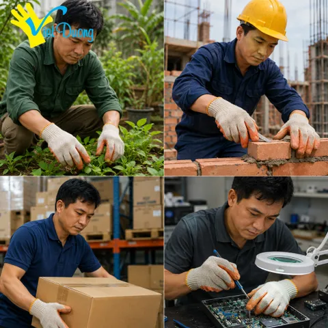 COMBO 10 Đôi Găng Tay Làm Vườn Chống Gai Việt Dương Phủ Cao Su Xây Dựng, Cơ Khí, Bốc Xếp - 10GDC7KIM