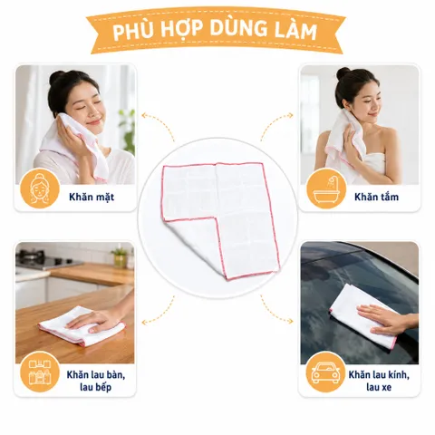 Khăn Lau Mồ Hôi Việt Dương Thấm Hút Nhanh Chóng Từ Sợi Bông Mềm Mịn Phơi Nhanh Khô - KHANSET5