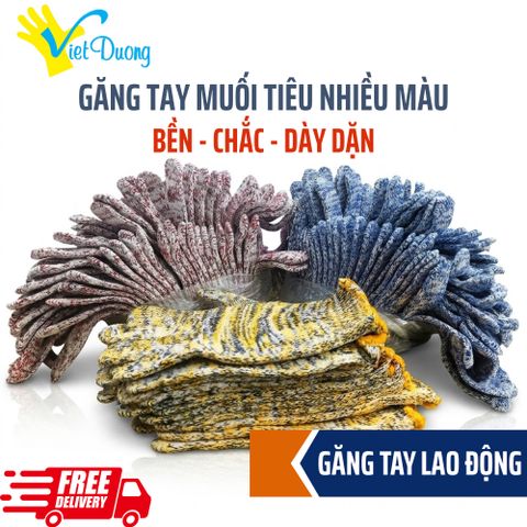 10 Đôi Găng Tay Muối Tiêu Len Việt Dương Dày Dặn Bảo Hộ Lao Động Và Bốc Xếp - GD7KIM