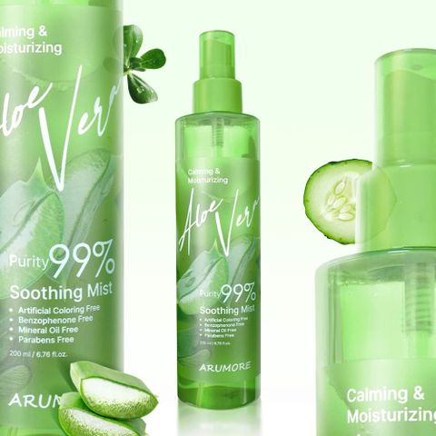 Xịt Khoáng ARUMORE Chiết Xuất Lô Hội Aloe Vera Cấp Ẩm Làm Dịu Da 200ML [hàng nhập khẩu]