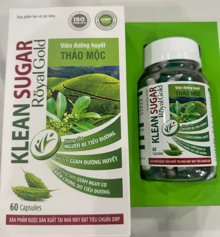 VIÊN ĐƯỜNG HUYẾT THẢO MỘC KLEAN SUGAR ROYAL GOLD LỌ 60 VIÊN HSD ĐẾN 15.10.2028 795351