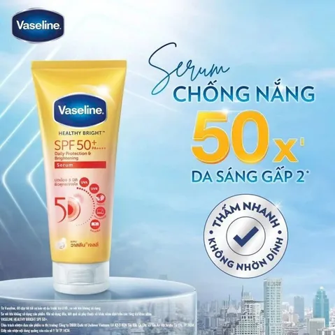Sữa Dưỡng Thể Dạng Serum Chống Nắng và Nâng Tone Da Vaseline Daily Protection & Brightening Serum SPF50+ PA++++ 300ml [hàng nhập khẩu]