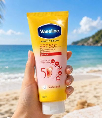 Sữa Dưỡng Thể Dạng Serum Chống Nắng và Nâng Tone Da Vaseline Daily Protection & Brightening Serum SPF50+ PA++++ 300ml [hàng nhập khẩu]