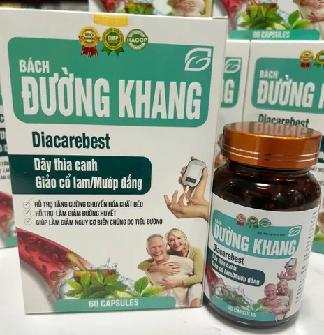TPBVSK BÁCH ĐƯỜNG KHANG DIACAREBEST LỌ 60 VIÊN HỖ TRỢ ĐƯỜNG HUYẾT