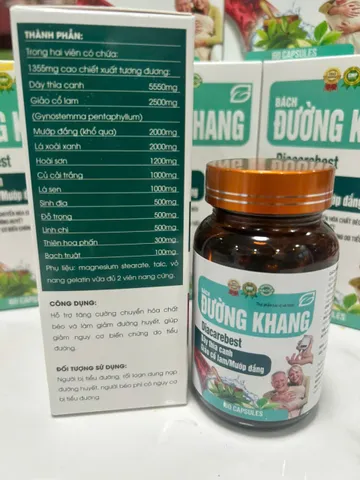 TPBVSK BÁCH ĐƯỜNG KHANG DIACAREBEST LỌ 60 VIÊN HỖ TRỢ ĐƯỜNG HUYẾT