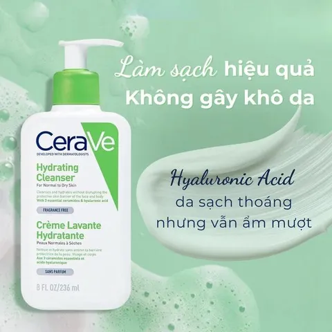 Sữa rửa mặt cho da thường và khô Cerave Hydrating Cleanser 236ml