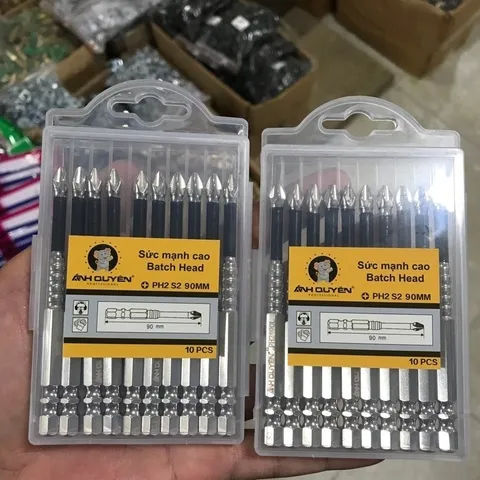 . Hộp 10 đầu vít chống trượt ÁNH QUYÊN đầu vít 4 cạnh đủ mã 50mm, 65mm, 90mm 150mm hàng chính hãng -