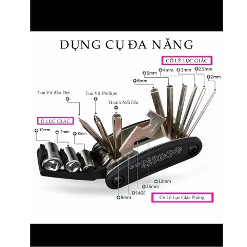 BỘ lục giác đa Năng sửa chữa 16in1,Bộ lục giác chữa xe đạp,lắp máy móc di động