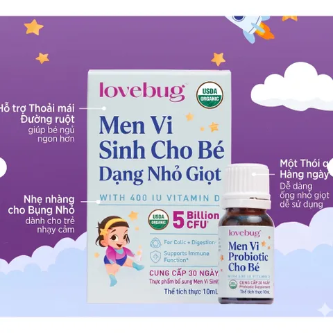 Men Vi Sinh Lovebug Baby 4 Tỷ CFU Organic USDA Mỹ