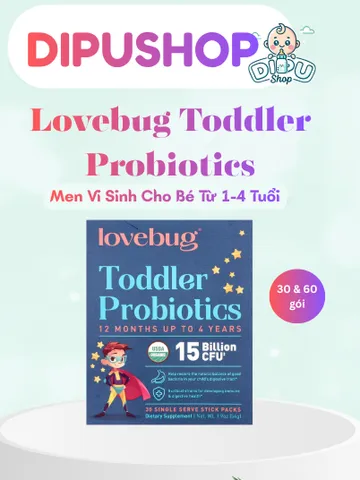 Men vi sinh lovebug Toddler Probiotics 15 tỷ lợi khuẩn cho bé 1 - 4 tuổi