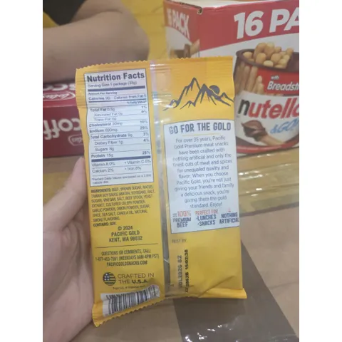 SET TÚI 12 GÓI NHỎ PACIFIC GOLD BEEF JERKY – Snack bò khô cao cấp chuẩn Mỹ