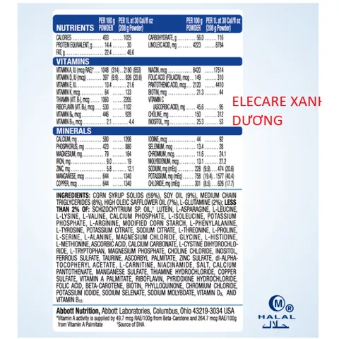 Sữa Acid Amin Elecare 400g cho bé không đắng không hôi