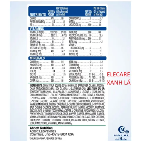 Sữa Acid Amin Elecare 400g cho bé không đắng không hôi