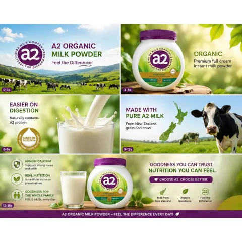 Sữa bột A2 nguyên kem hữu cơ cao cấp A2 Organic Premium Full Cream 800gr