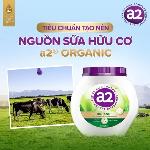 Sữa bột A2 nguyên kem hữu cơ cao cấp A2 Organic Premium Full Cream 800gr