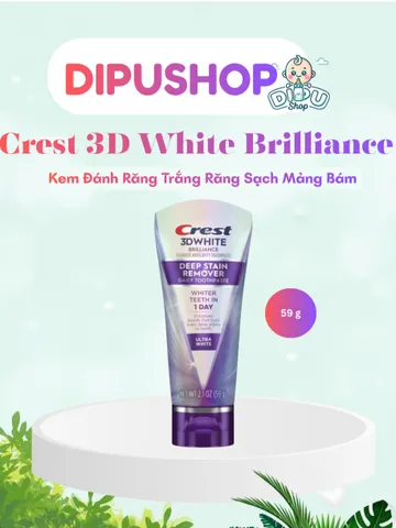 Kem Đánh Răng 3D Crest White Brilliance Deep Stain Remover Daily Toothpaste (59g/tuýp)