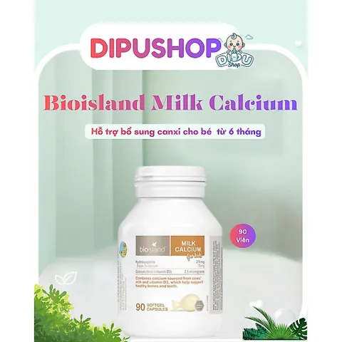 Tem phụ Canxi Sữa (Bioisland) Bio Island Milk Calcium For Kid Úc Giúp Chắc Khỏe Xương Cho Bé - Hộp 90 Viên