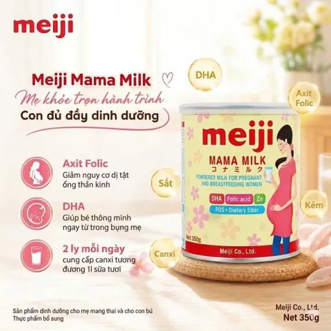 Sữa Bầu Meiji Mama 350g Phòng Ngừa Dị Tật Thai Nhi Bổ Sung DHA Axit Folic Sắt Kẽm