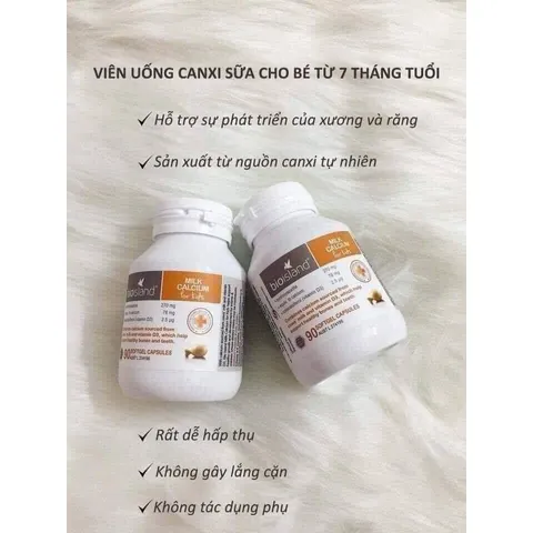 Tem phụ Canxi Sữa (Bioisland) Bio Island Milk Calcium For Kid Úc Giúp Chắc Khỏe Xương Cho Bé - Hộp 90 Viên