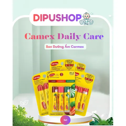 SET 3 CÂY Son dưỡng môi CARMEX Siêu Cấp Ẩm Làm Mềm Môi, Giảm Nứt Nẻ, Chống Nắng SPF15
