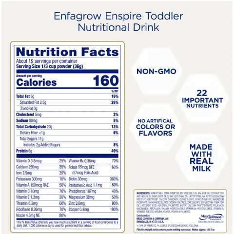 680g Sữa Bột Enfagrow Enspire Toddler Lactoferrin Hồng Mỹ - DHA Cho Bé 1-3 Tuổi