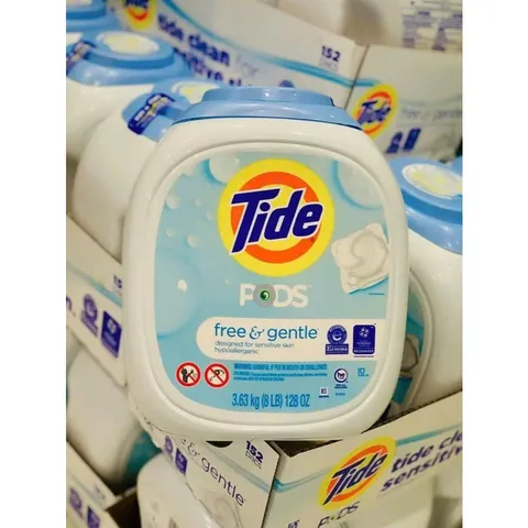 Bình viên giặt xả Tide Pods Free & Gentle Mỹ giúp trắng sáng quần áo, phù hợp da nhạy cảm da em bé