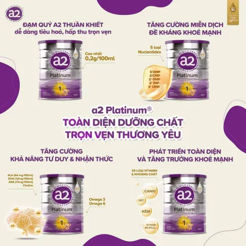 900gr Sữa bột đạm A2 Platinum giúp cho Bé phát triển toàn diện
