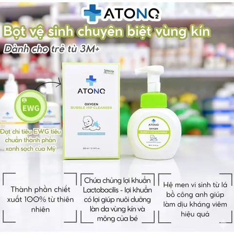 Bọt Rửa Mông Và Vệ Sinh Vùng Kín ATONO2 Bubble Hip Cleanser Hàn Quốc 300ml Cho Bé Từ 3 Tháng