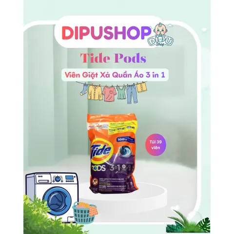 Viên Giặt Xả Quần Áo Tide Pods 3in1 39 Viên - Mỹ