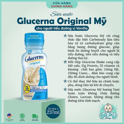 Thùng 24 Chai Sữa Nước Glucerna Original Bổ Sung Khoáng Chất Và Năng Lượng Cho Người Tiểu Đường