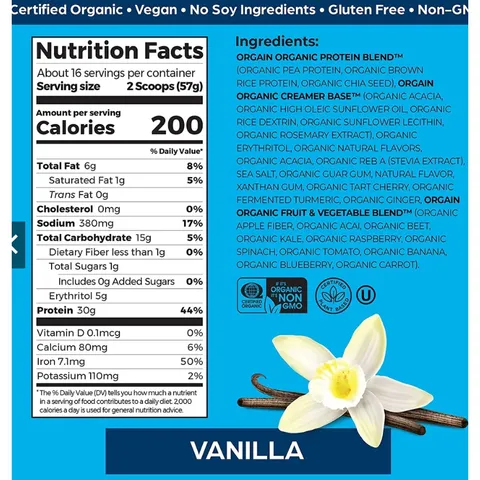 Bột Protein Thực Vật Hữu Cơ Orgain Organic 21g 50 Superfoods