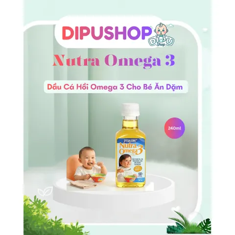 Dầu Ăn Dặm Cá Hồi Nutra Omega 3, 240ML Cho Bé 7M+