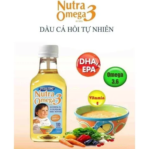 Dầu Ăn Dặm Cá Hồi Nutra Omega 3, 240ML Cho Bé 7M+