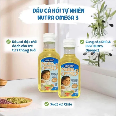 Dầu Ăn Dặm Cá Hồi Nutra Omega 3, 240ML Cho Bé 7M+